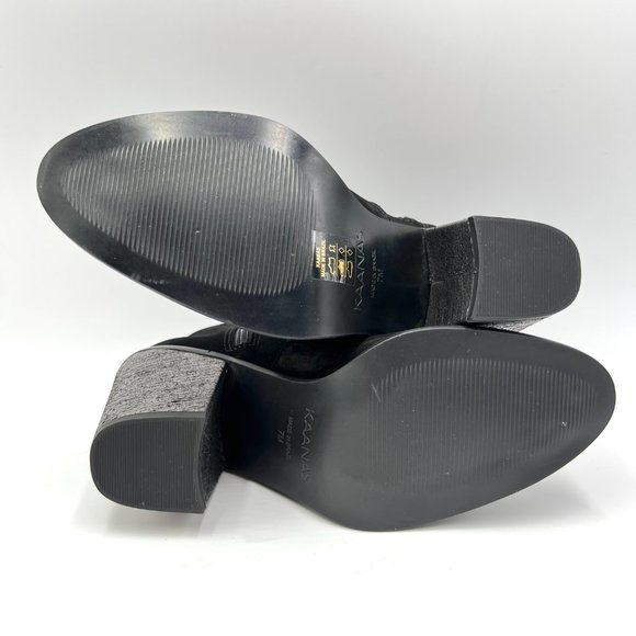 Kaanas Womens Black Leather Block Heel Ankle Boots Booties Size 7M - Picture 7 of 13